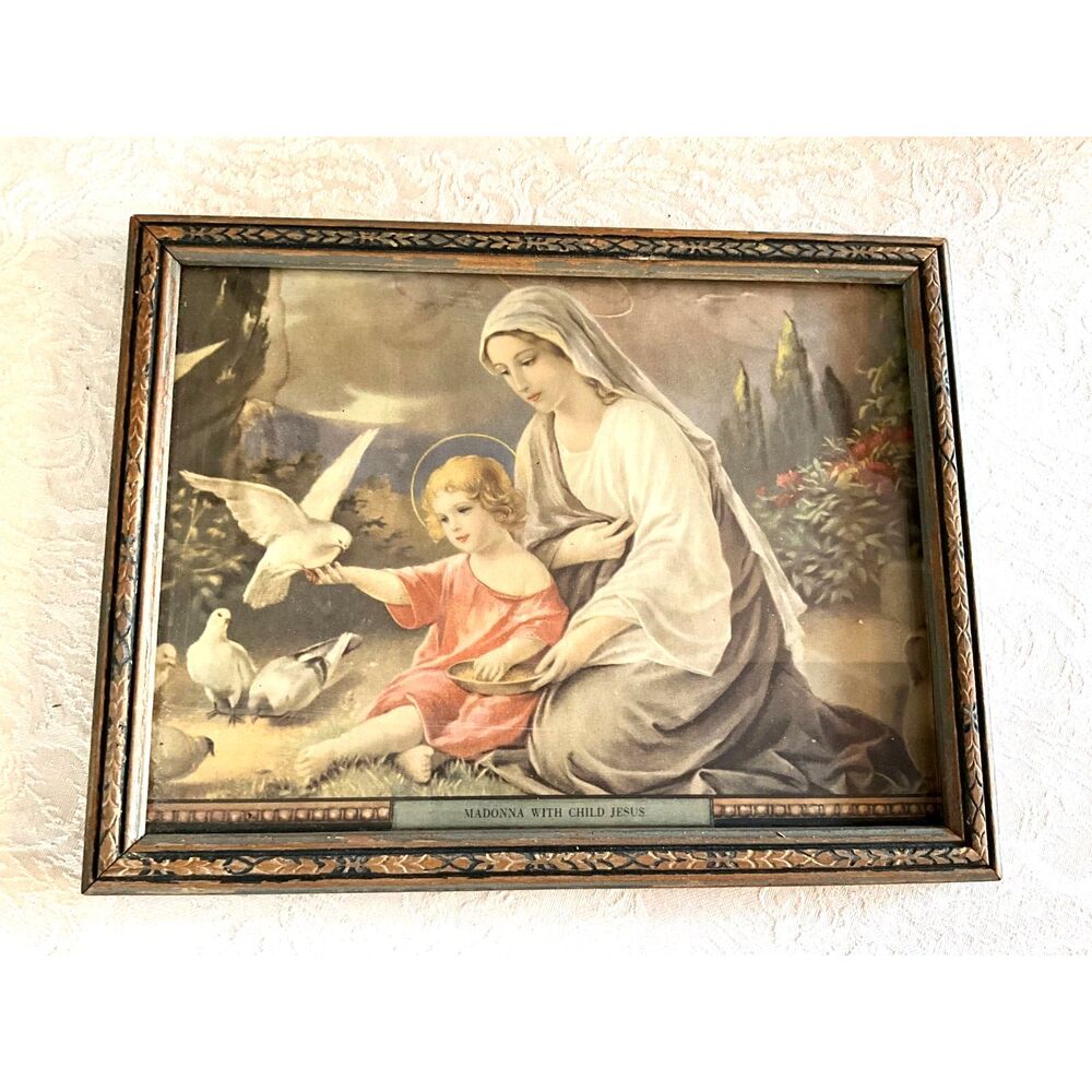 Gorgeous print Madonna and child; Blessed Mother and Jesus print vintage